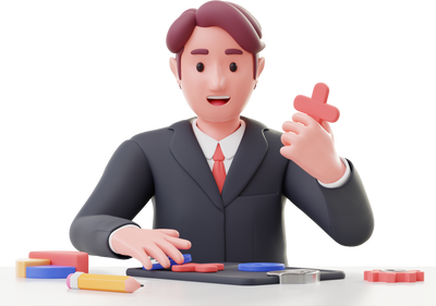 Businessman Making Business Strategy 3D Illustration