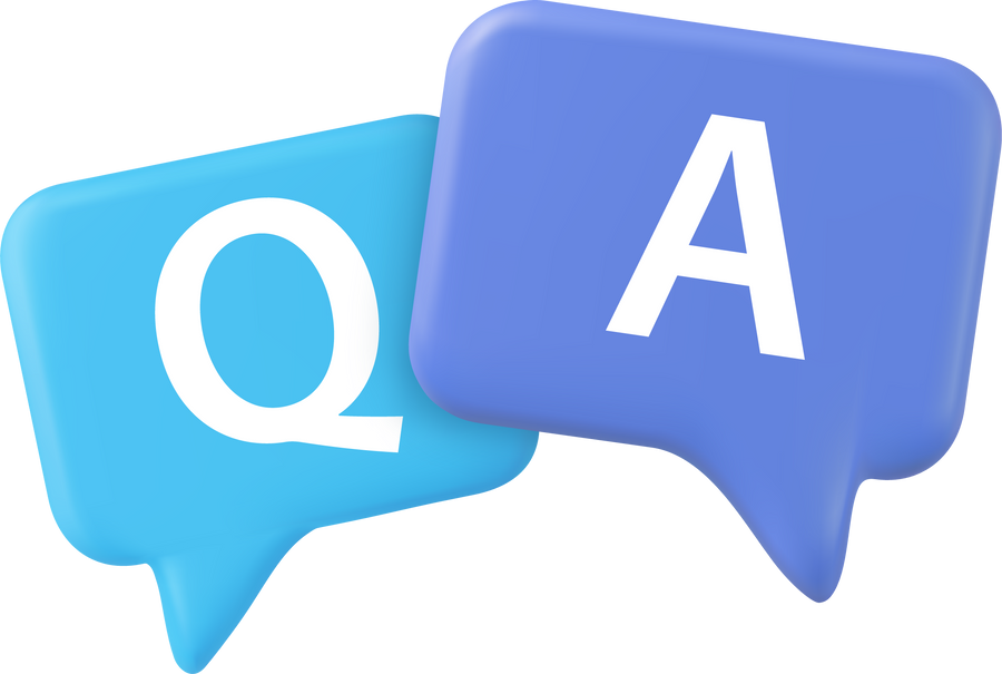 3d Speech bubble with q and a letters,